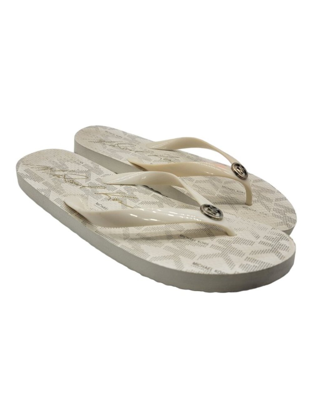 MICHAEL KORS Shoes Womens 10 Multicolor Flip Flops Vacation Sandals Logo Beach